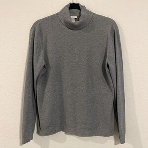 Chico's Women’s Turtleneck Sweater Large Grey Silk Blend Ashlan Basic Classic